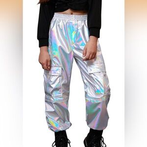 Metallic cargo pants, size M